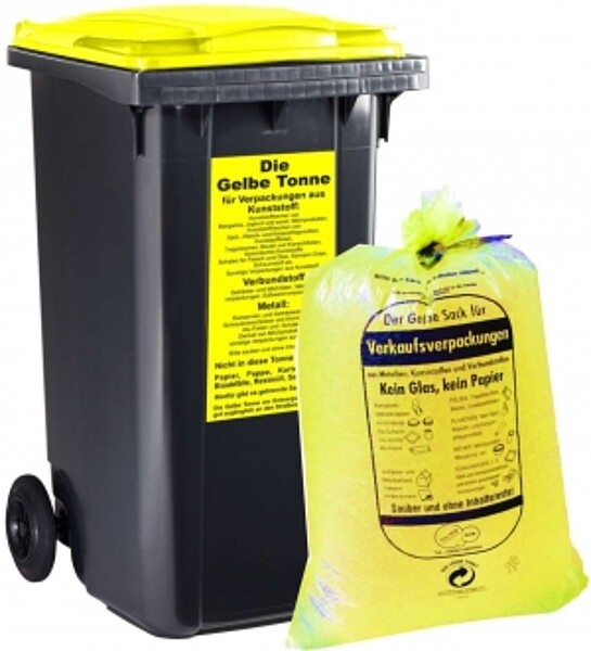 Gelber Mülleimer - MIT Deckel (ähnlich SackTonne für Gelben Sack